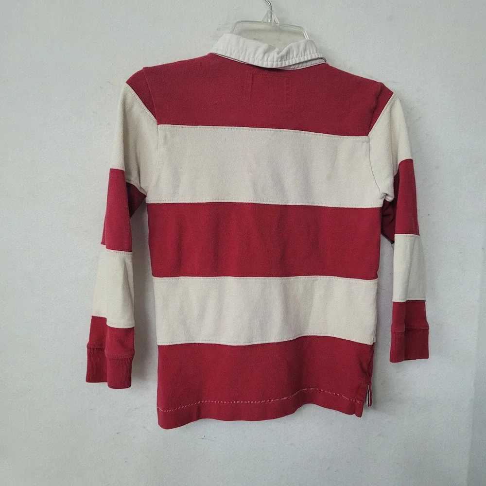 Vintage‎ OshKosh B'gosh Kids Rugby Shirt Long Sleeve Red Cream Stripe Size 6